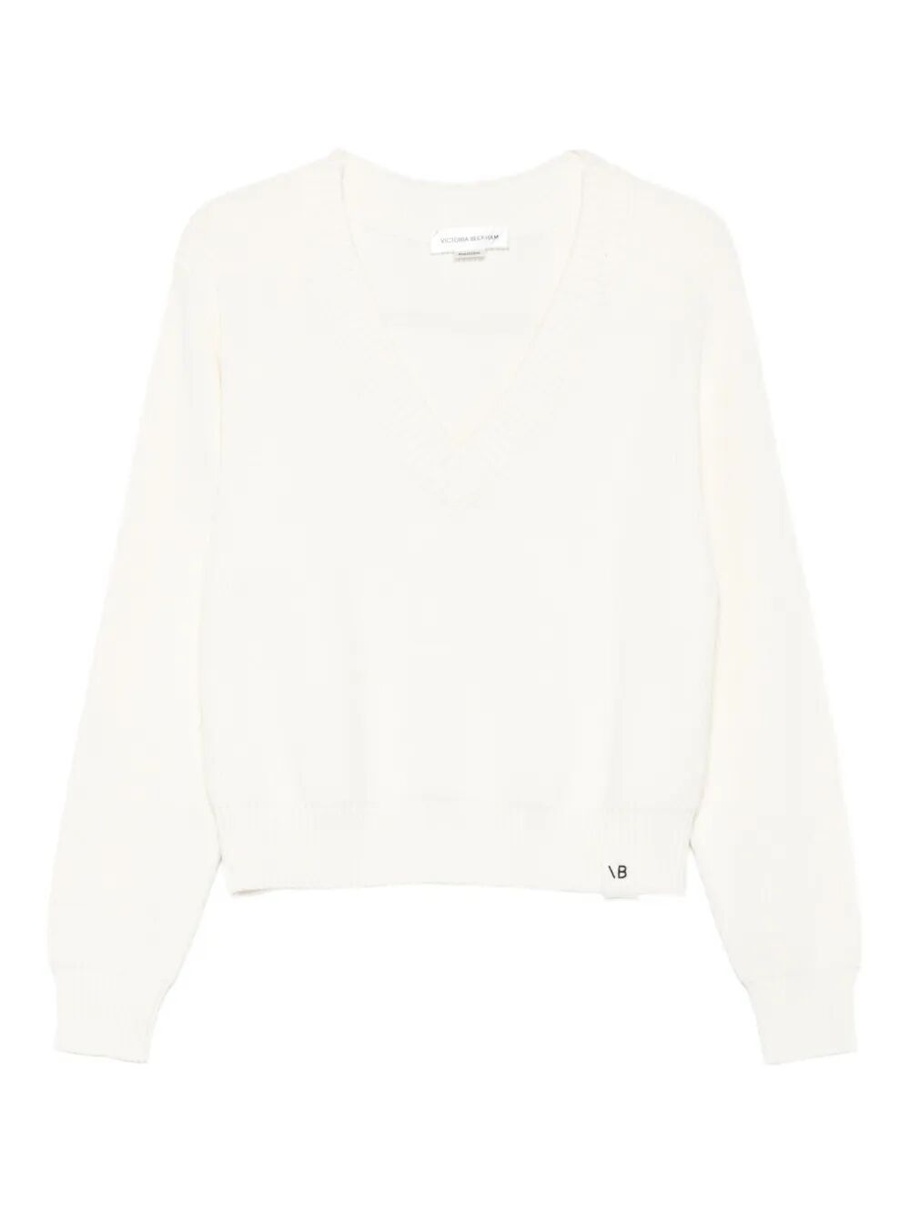 Victoria Beckham Women Relaxed Fit V-Neck Cotton Blend Sweater VICTORIA BECKHAM