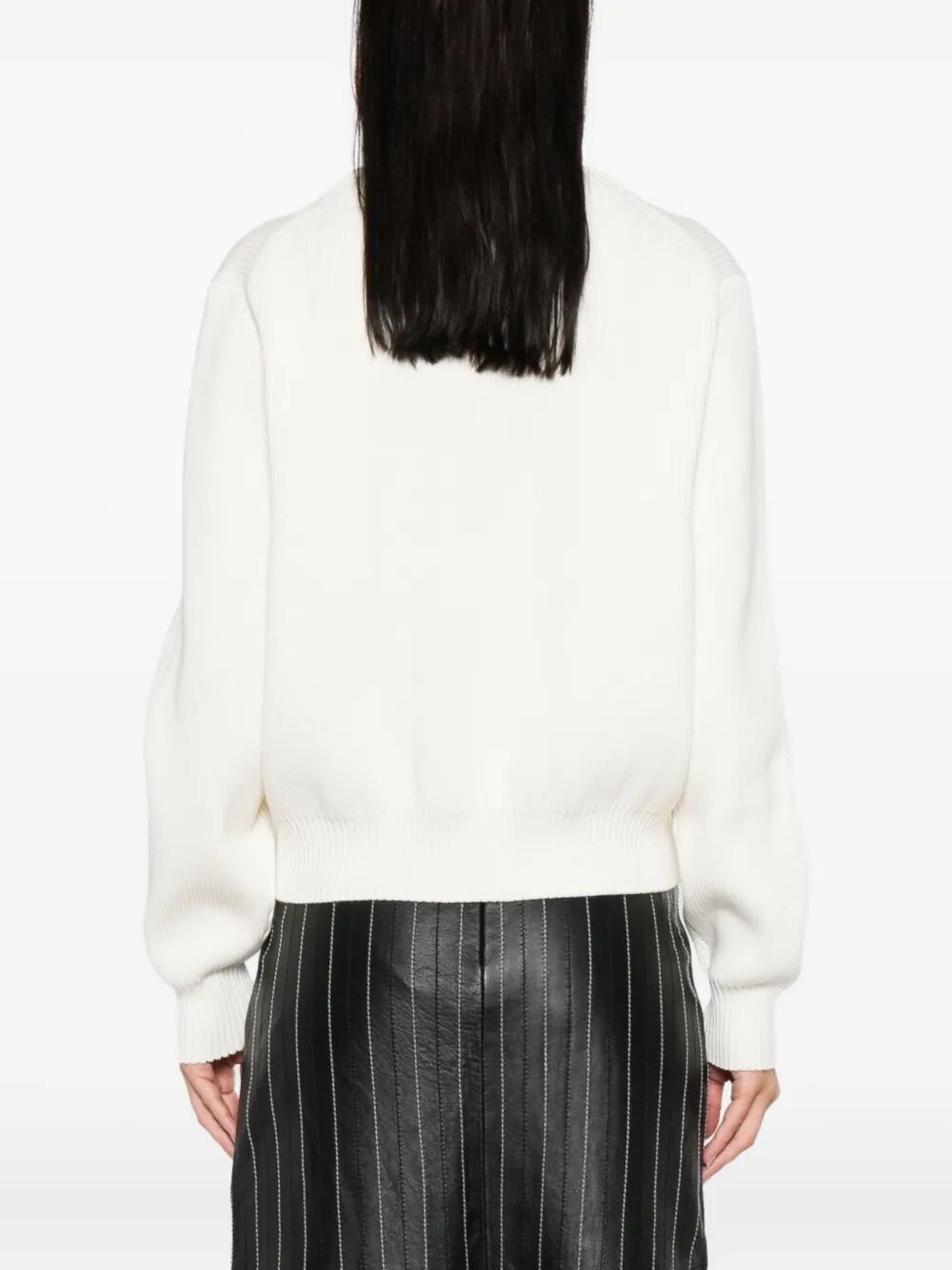 Victoria Beckham Women Relaxed Fit V-Neck Cotton Blend Sweater VICTORIA BECKHAM
