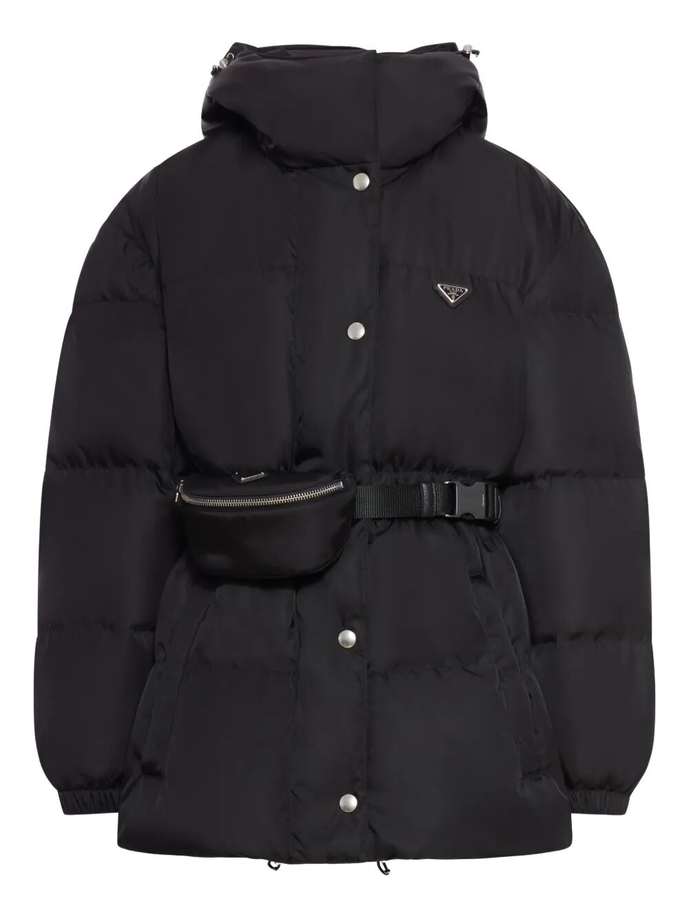 Prada Women Hooded Belted Puffer Jacket PRADA