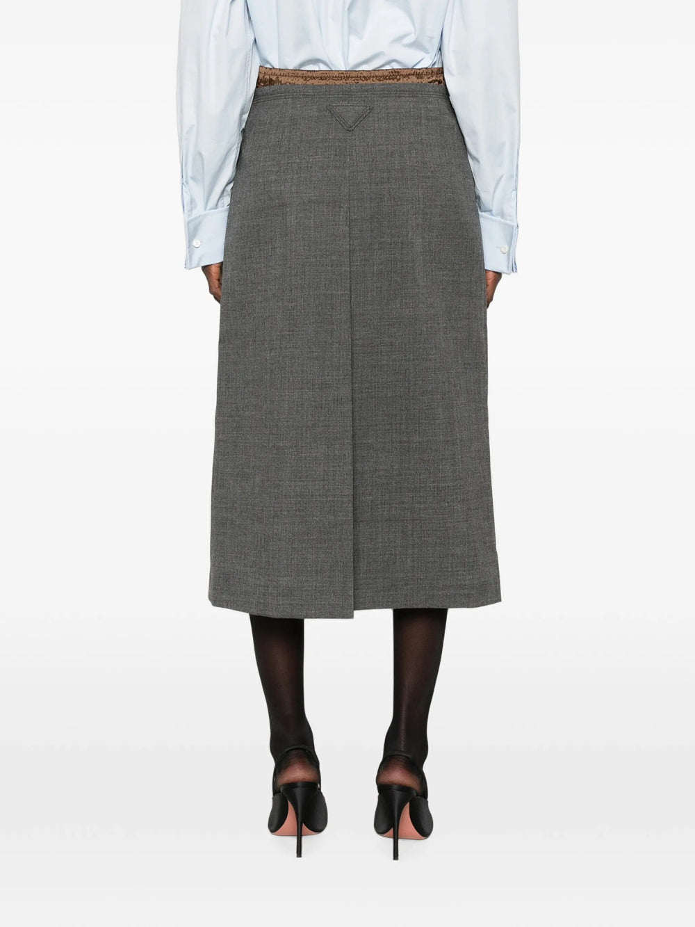 Prada Women Pleated Wool Midi Skirt PRADA