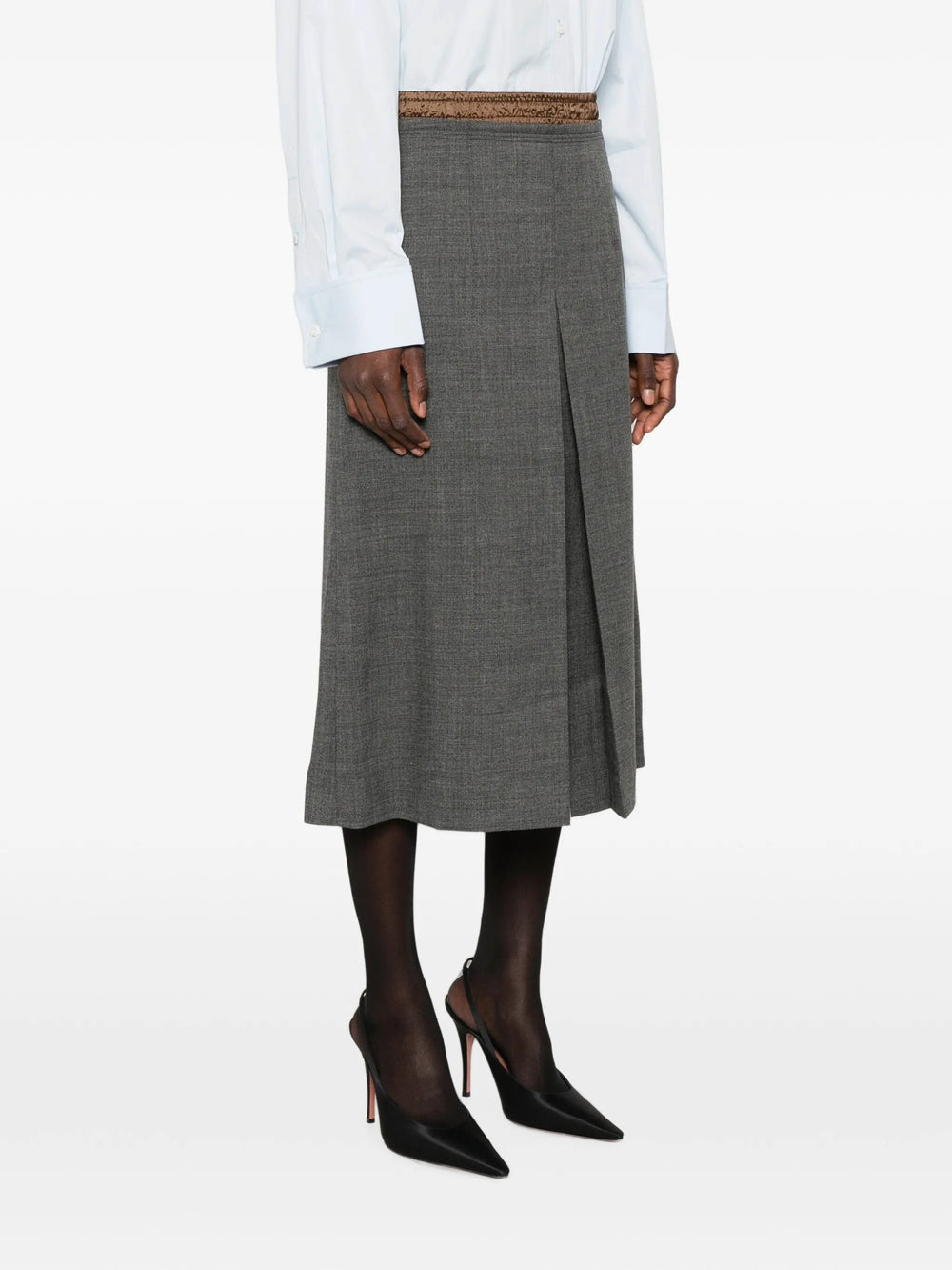 Prada Women Pleated Wool Midi Skirt PRADA