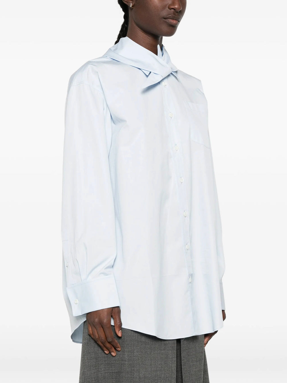 Prada Women Poplin Shirt With Knot Detail PRADA