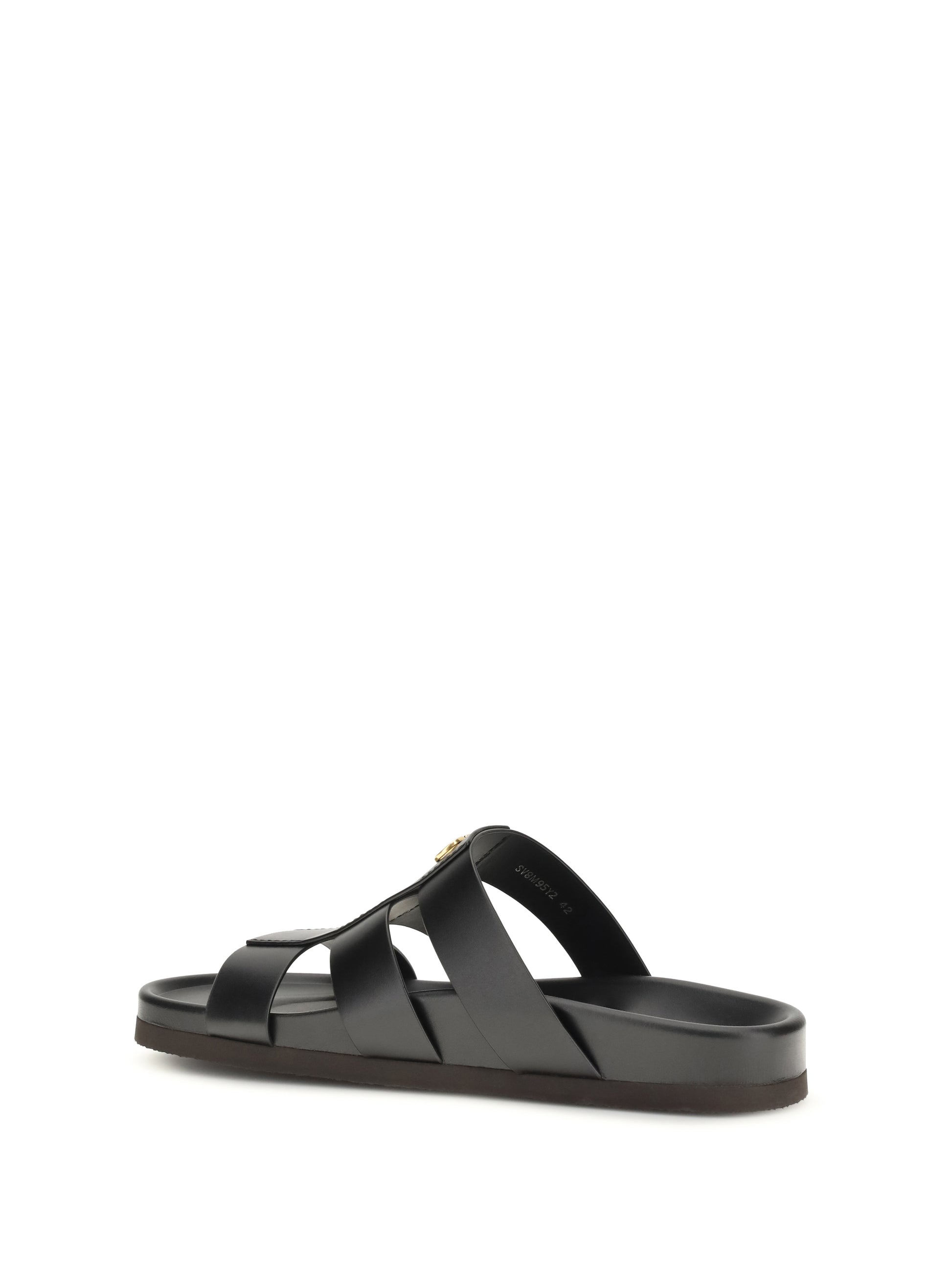 Valentino Garavani Men Studshield Leather Slide Sandals VALENTINO GARAVANI