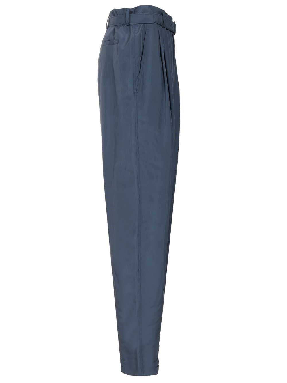 Saint Laurent Men Habutai Silk Belted Trousers SAINT LAURENT