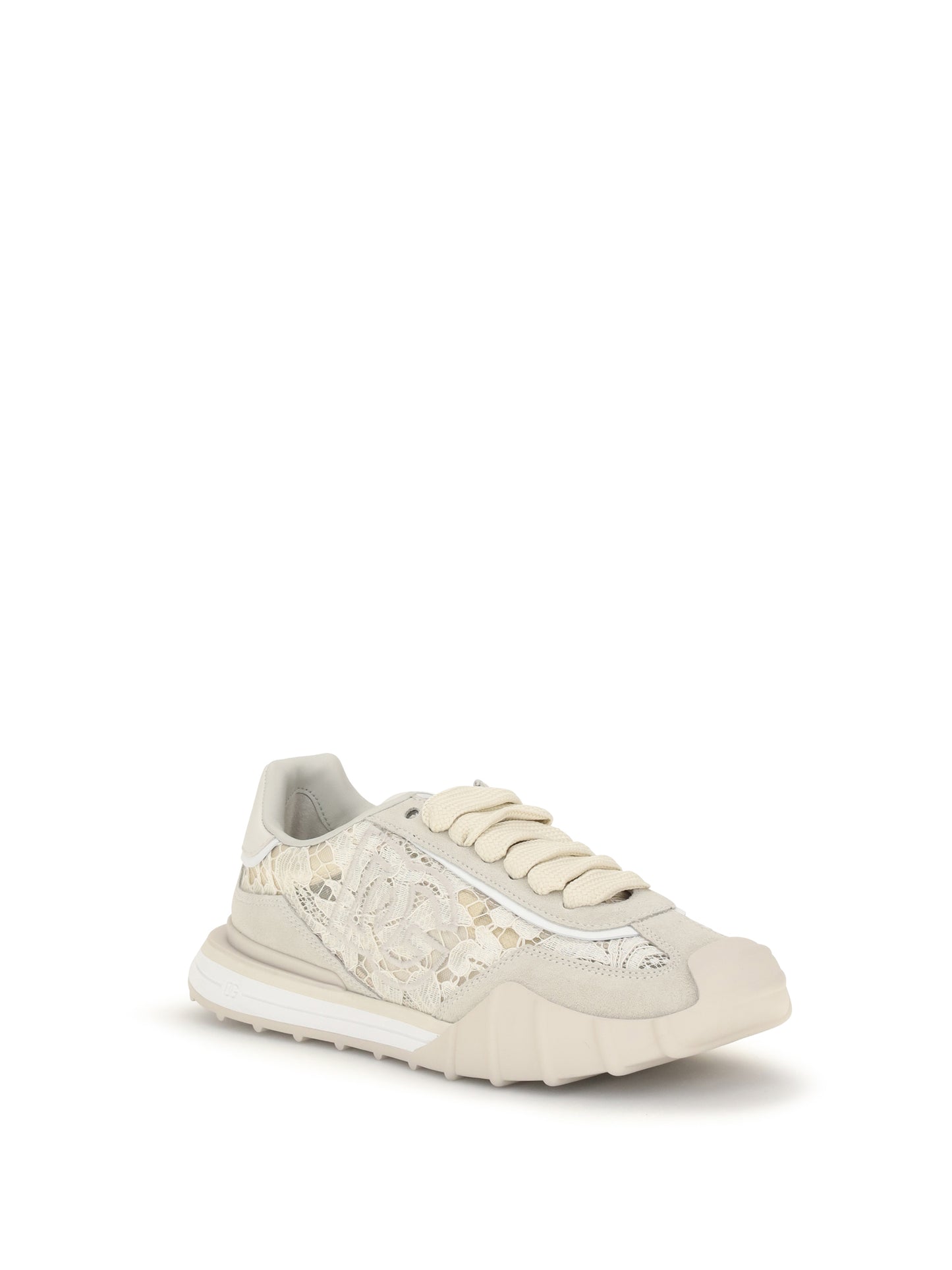 Dolce & Gabbana Women Leather And Lace Sneakers DOLCE & GABBANA