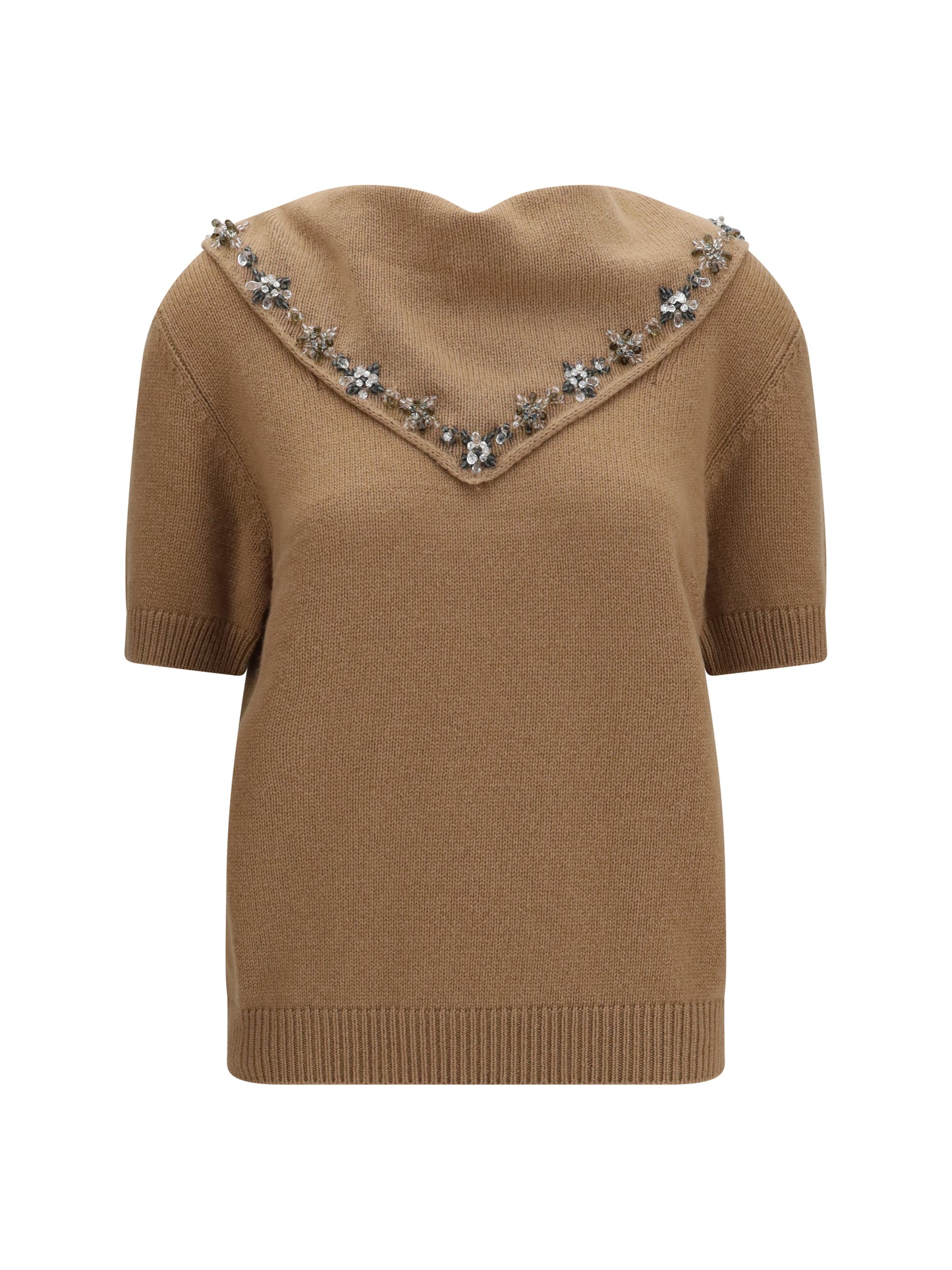 Prada Women Cashmere Sweater With Jewel Scarf PRADA
