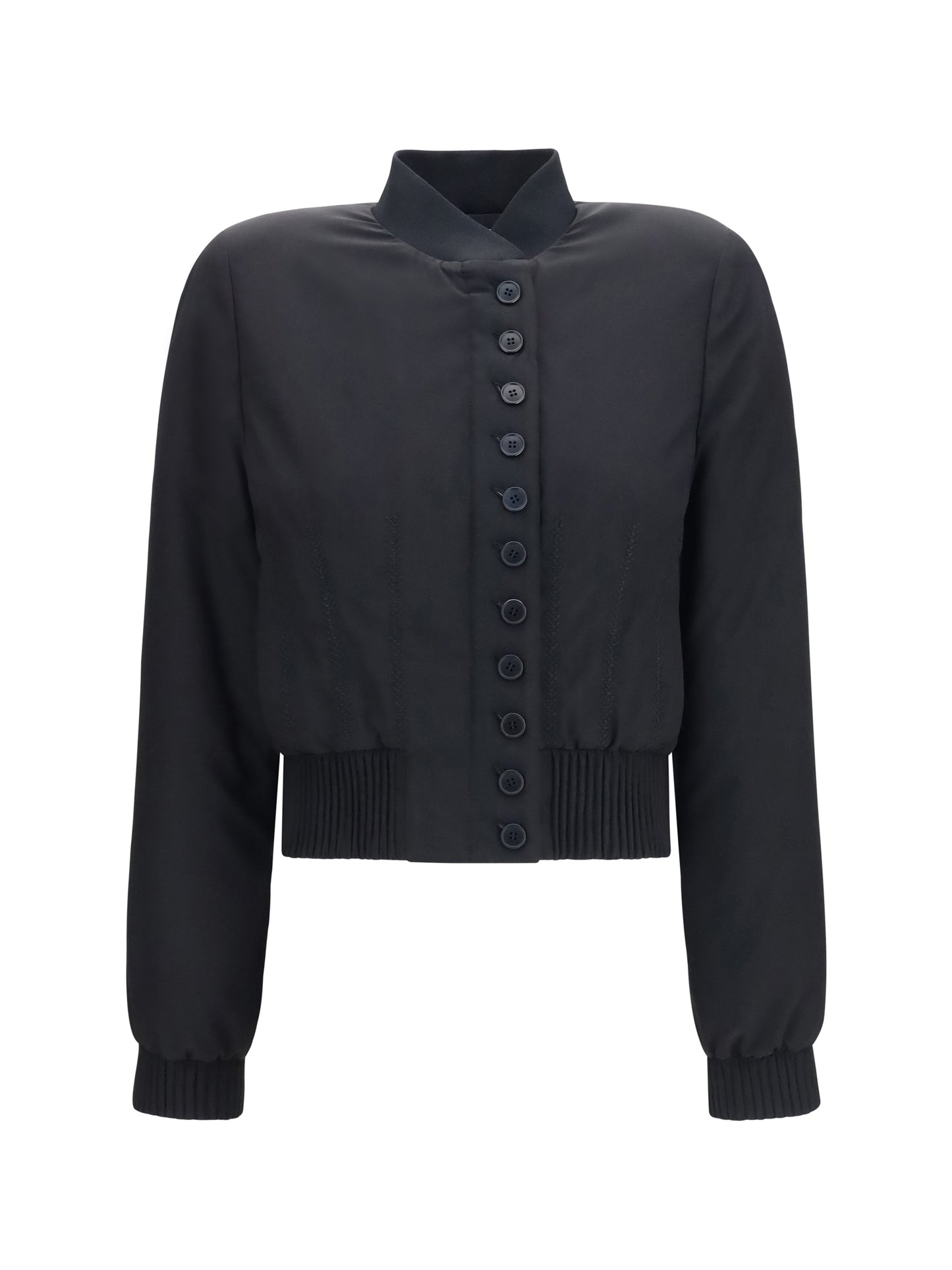 Alexander Mcqueen Women Buttoned Bomber Jacket With Visible Stitching ALEXANDER MCQUEEN