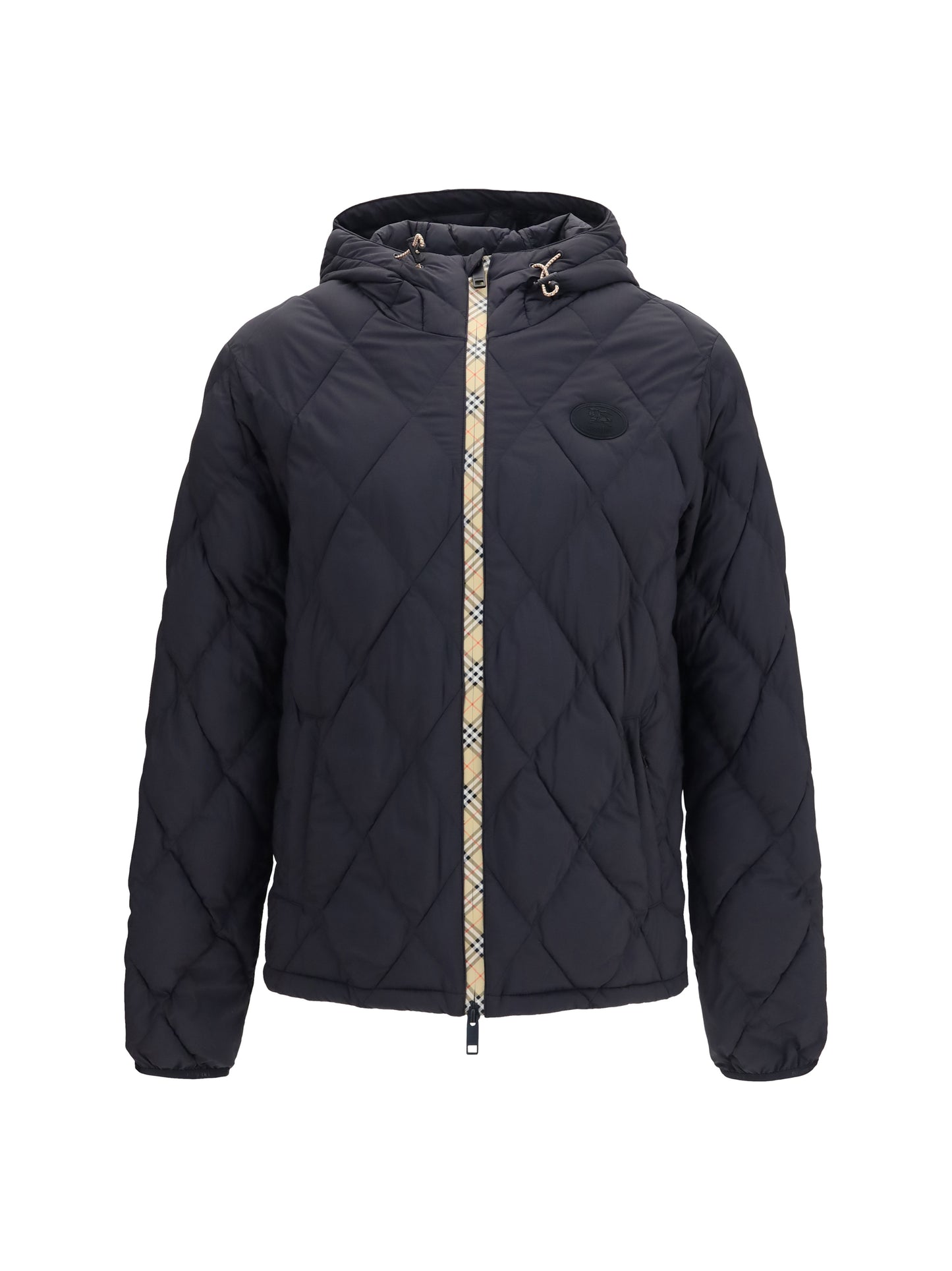 Burberry Men Doversgreen Nylon Down Jacket With Check Stitching BURBERRY