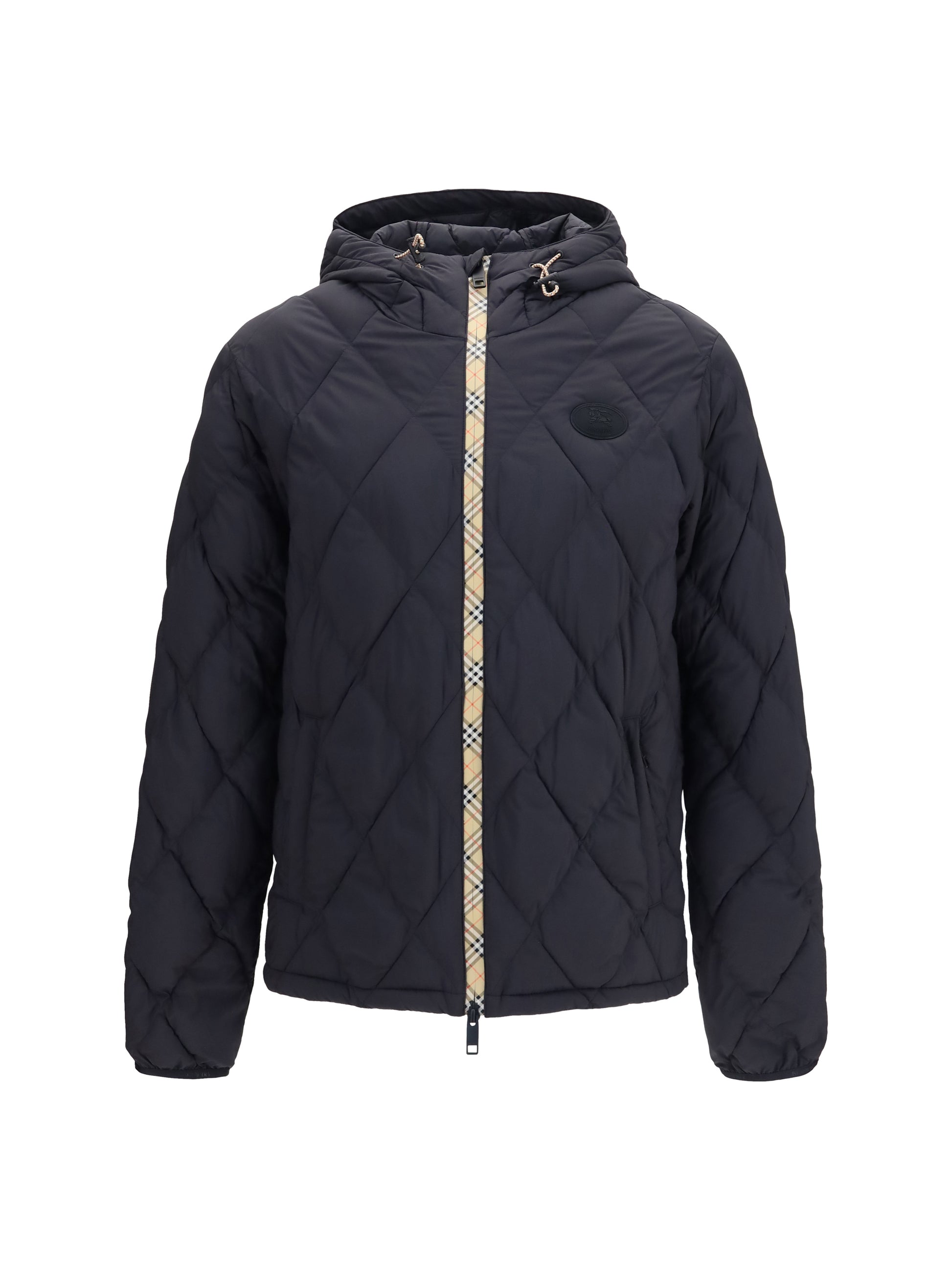 Burberry Men Doversgreen Nylon Down Jacket With Check Stitching BURBERRY