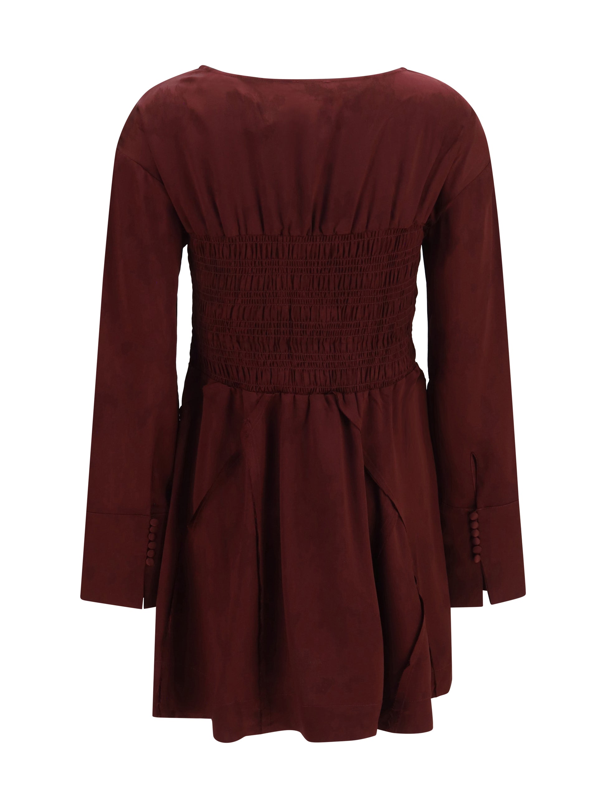 Ganni Women Long-Sleeve Satin Mini Dress GANNI