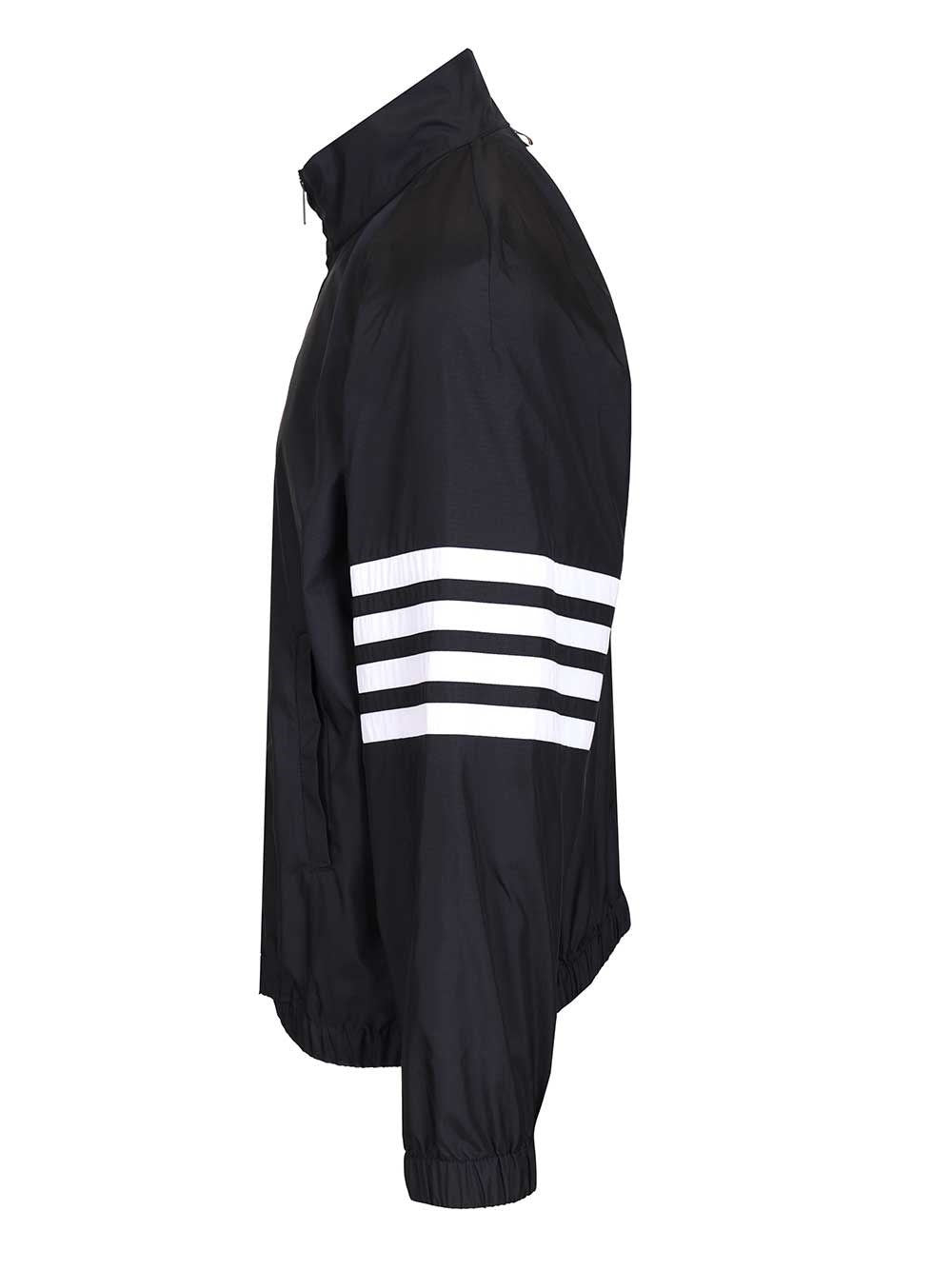 Thom Browne Men Zip Front Raglan Track Jacket W/ 4 Bar In Shiny Ripstop THOM BROWNE