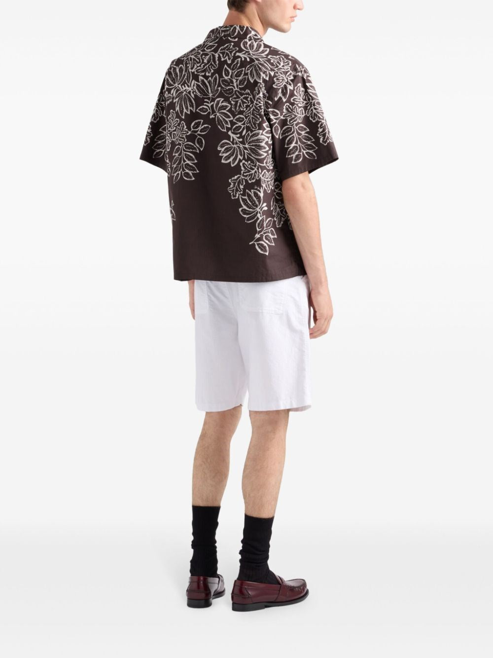 Prada Men Short-Sleeved Printed Cotton Shirt PRADA