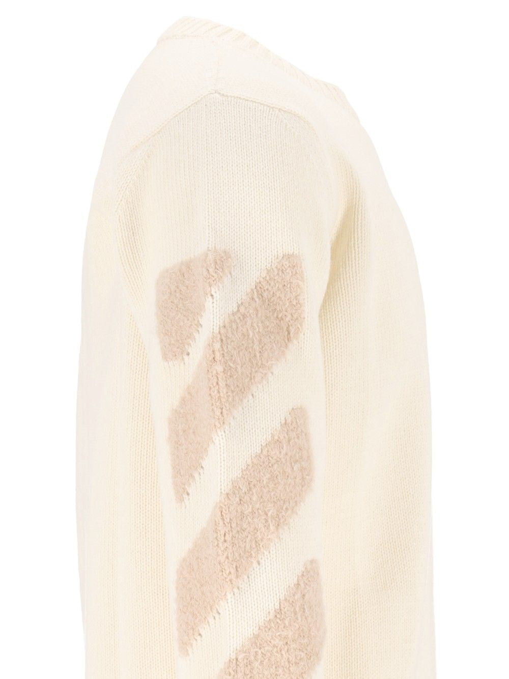 Off-White Men Diagonals Fuzzy Knit Crewneck OFF-WHITE