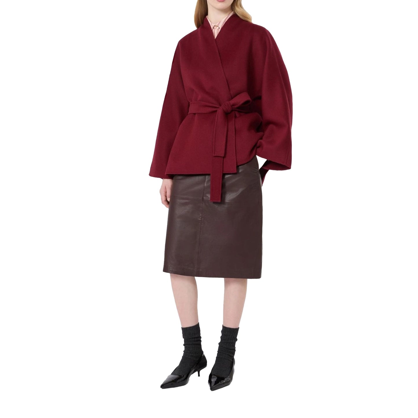 Max Mara Studio Timore Leather Pencil Skirt Women MAX MARA STUDIO