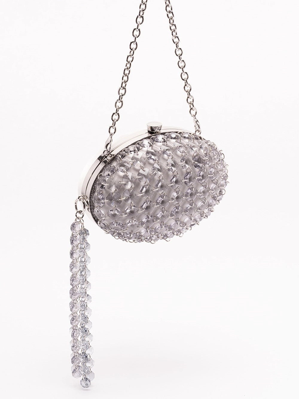 Self-Portrait Women Oval Crystal Chain Clutch Bag SELF-PORTRAIT