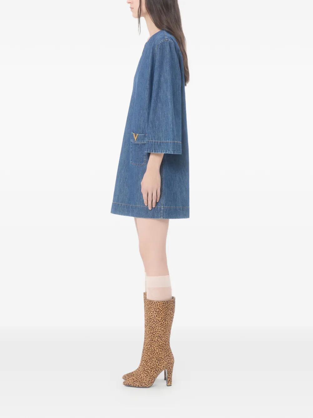 Valentino Garavani Women V-Neck Denim Minidress