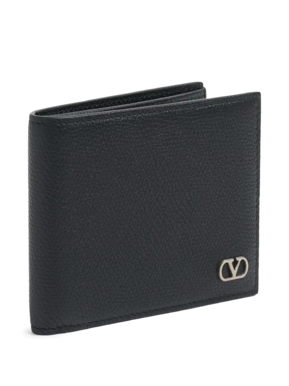 Valentino Garavani Men Vlogo Signature Grainy Calfskin Bi-Fold Wallet