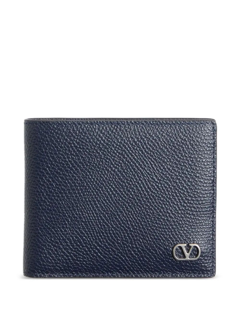 Valentino Garavani Men Vlogo Signature Grainy Calfskin Bi-Fold Wallet