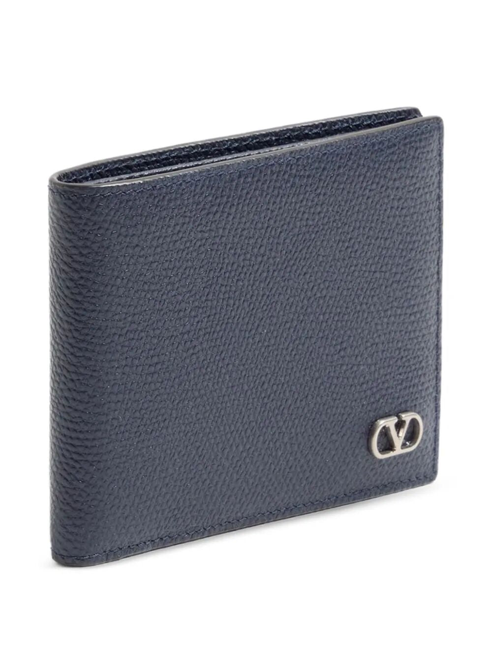 Valentino Garavani Men Vlogo Signature Grainy Calfskin Bi-Fold Wallet