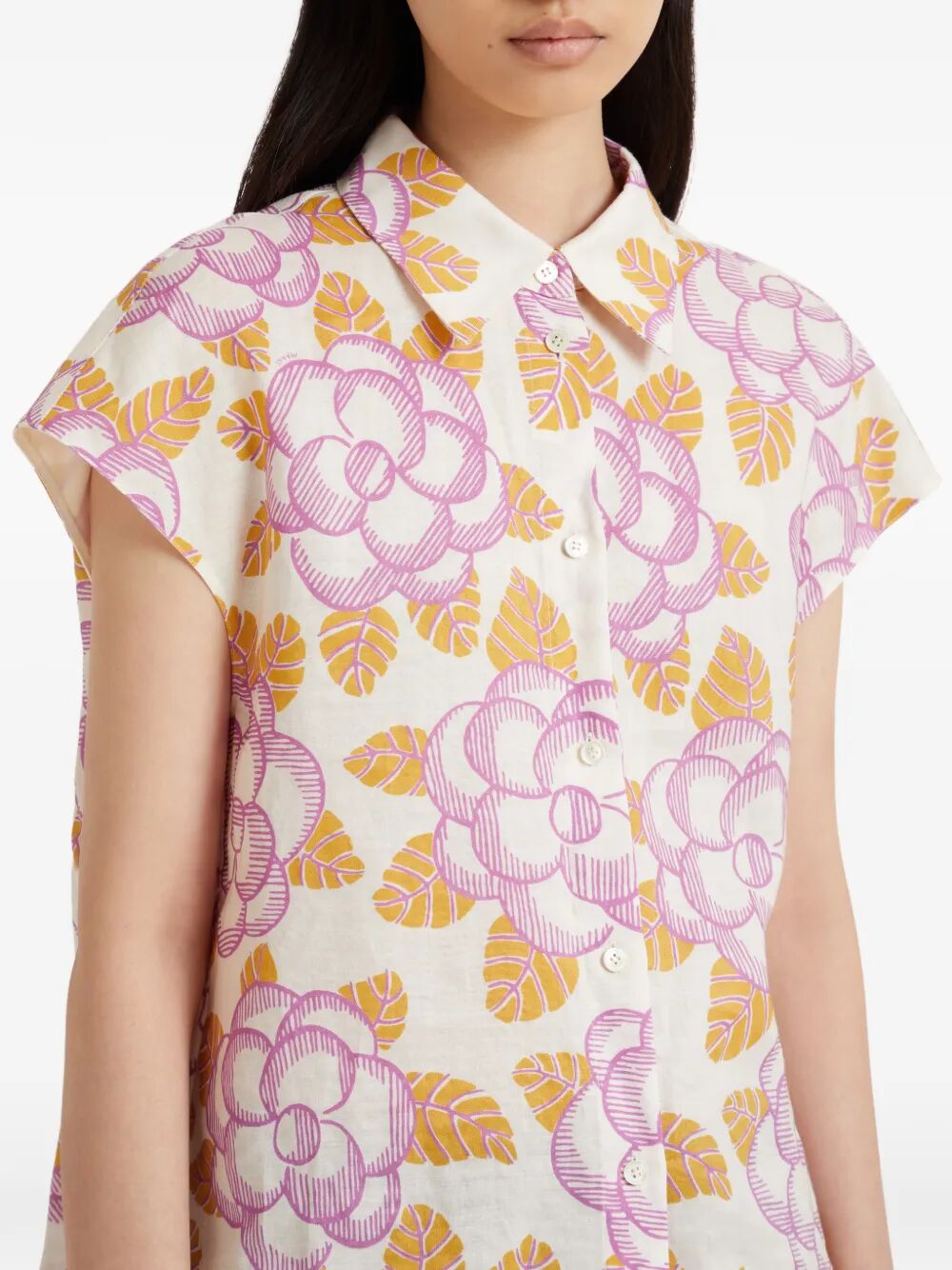 Marni Women Floral Cap-Sleeved Shirt MARNI