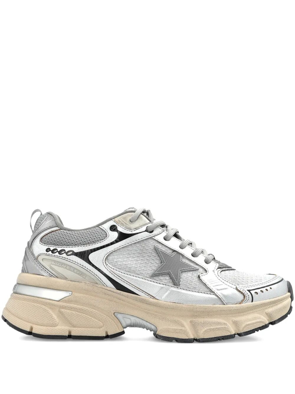 Golden Goose Women Lightstar Laminated Leather And Mesh Sneakers GOLDEN GOOSE