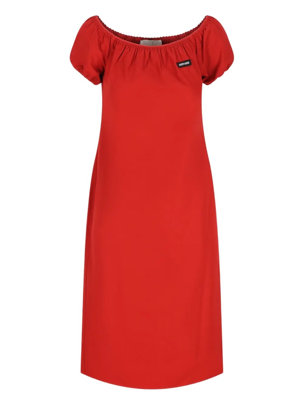 Miu Miu Women Boat Neckline Cotton Poplin Midi Dress MIU MIU
