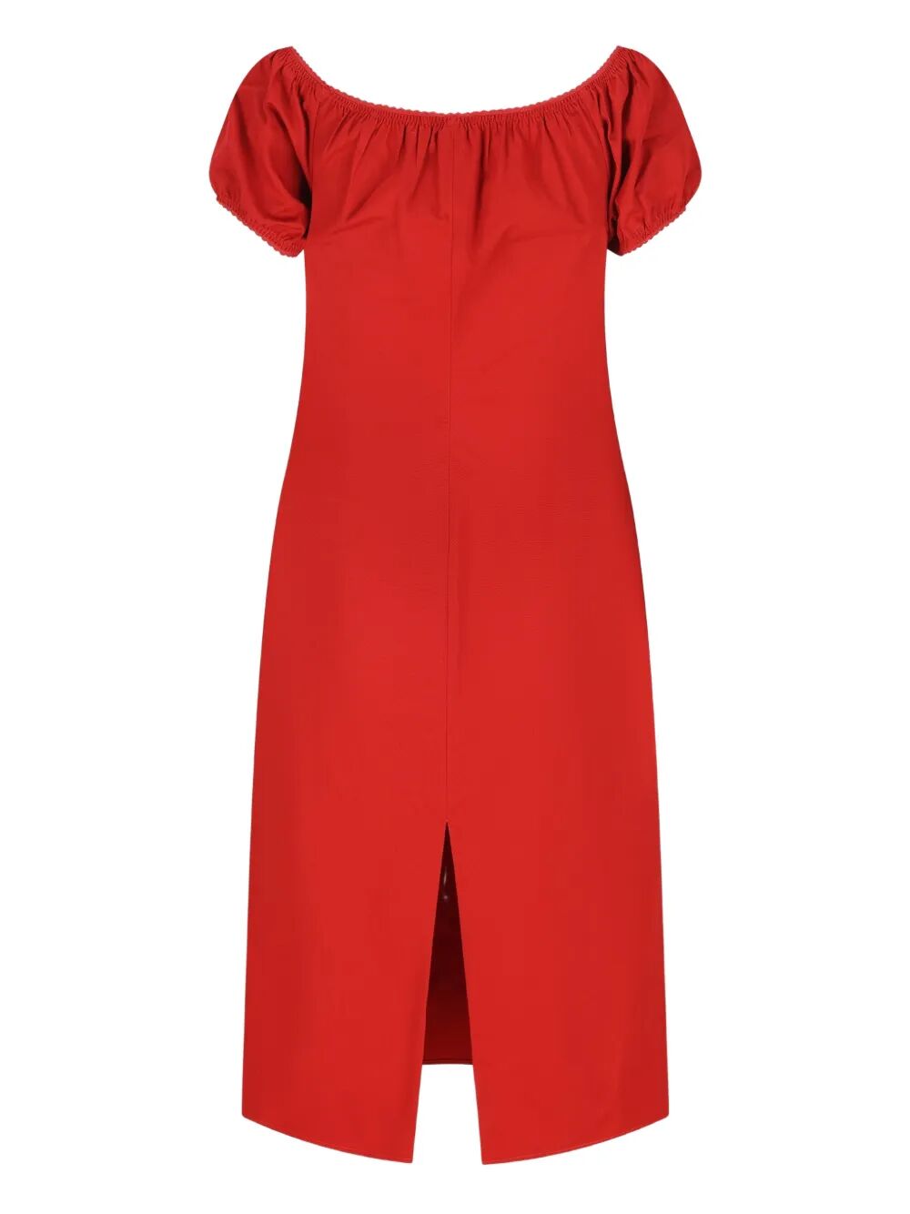 Miu Miu Women Boat Neckline Cotton Poplin Midi Dress MIU MIU