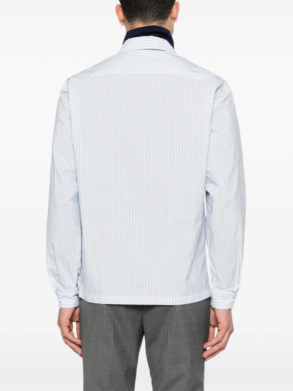 Prada Men Striped Shirt With Full Zip PRADA