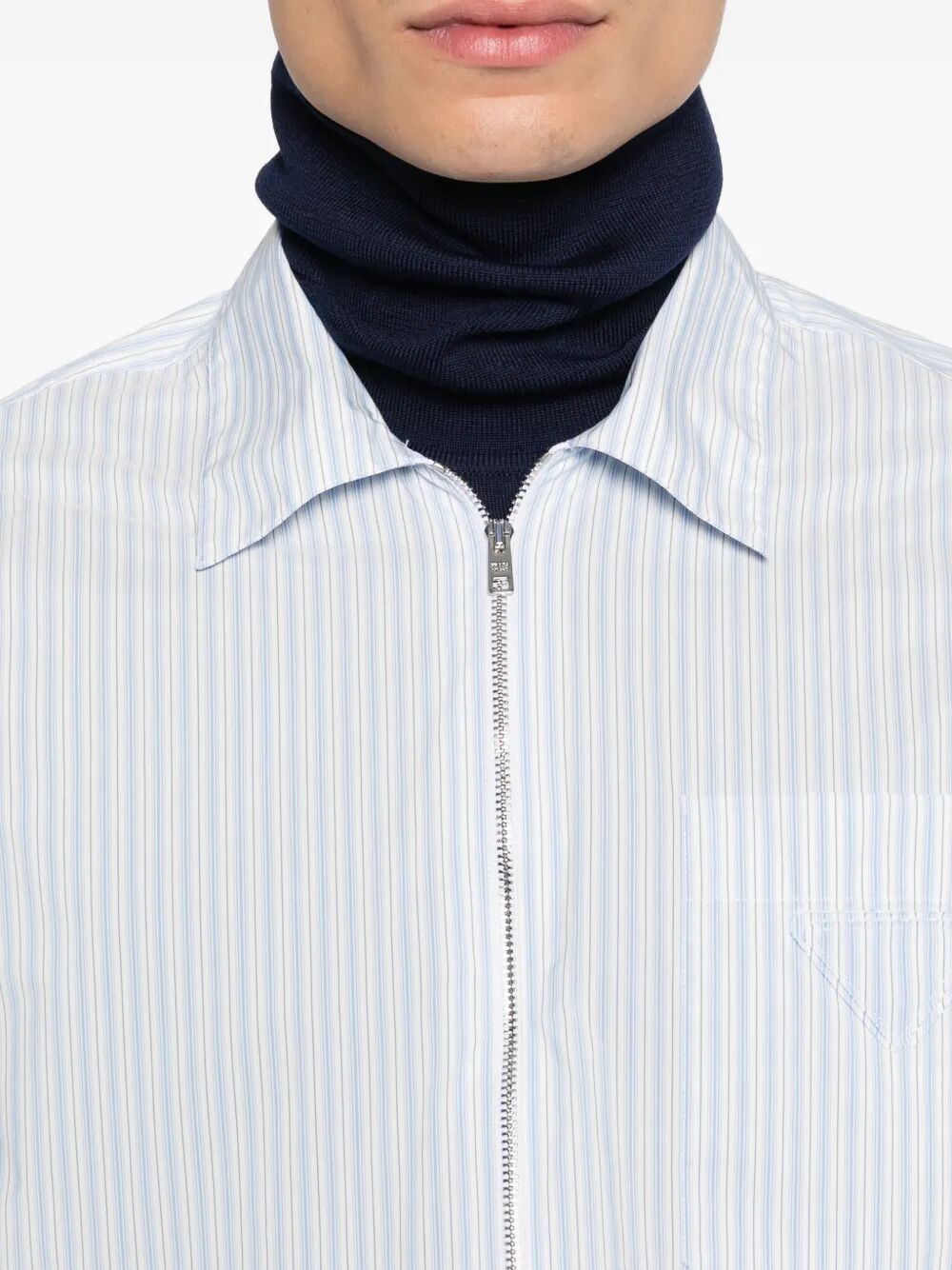 Prada Men Striped Shirt With Full Zip PRADA