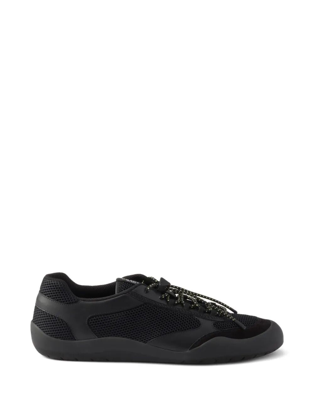 Prada Men Speedrock Leather And Mesh Fabric Sneakers PRADA