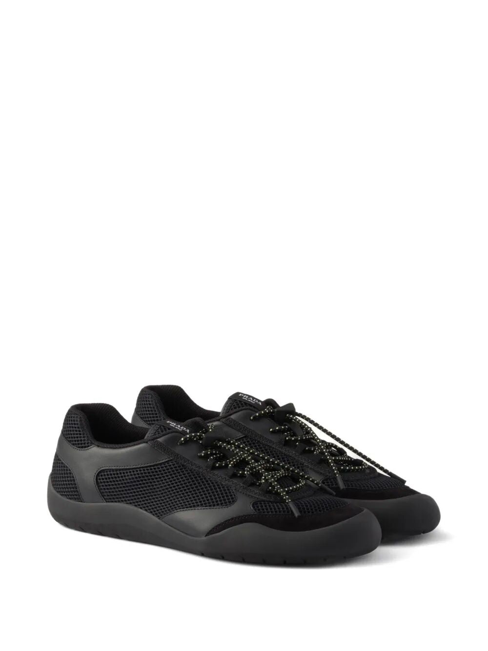 Prada Men Speedrock Leather And Mesh Fabric Sneakers PRADA
