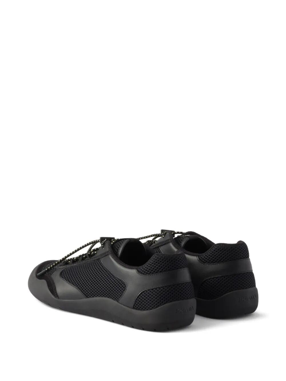 Prada Men Speedrock Leather And Mesh Fabric Sneakers PRADA