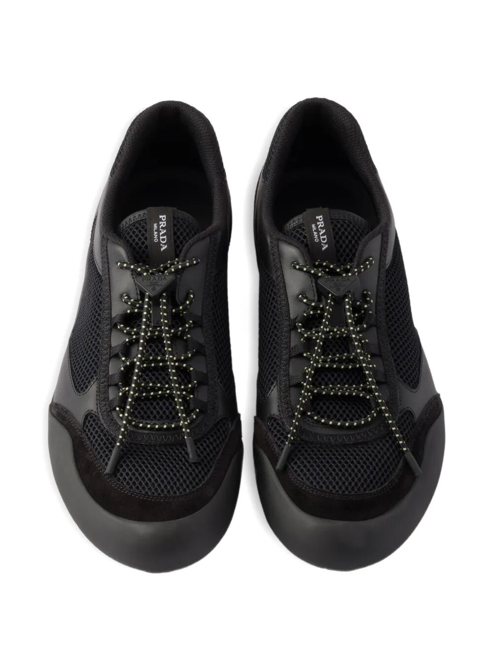 Prada Men Speedrock Leather And Mesh Fabric Sneakers PRADA