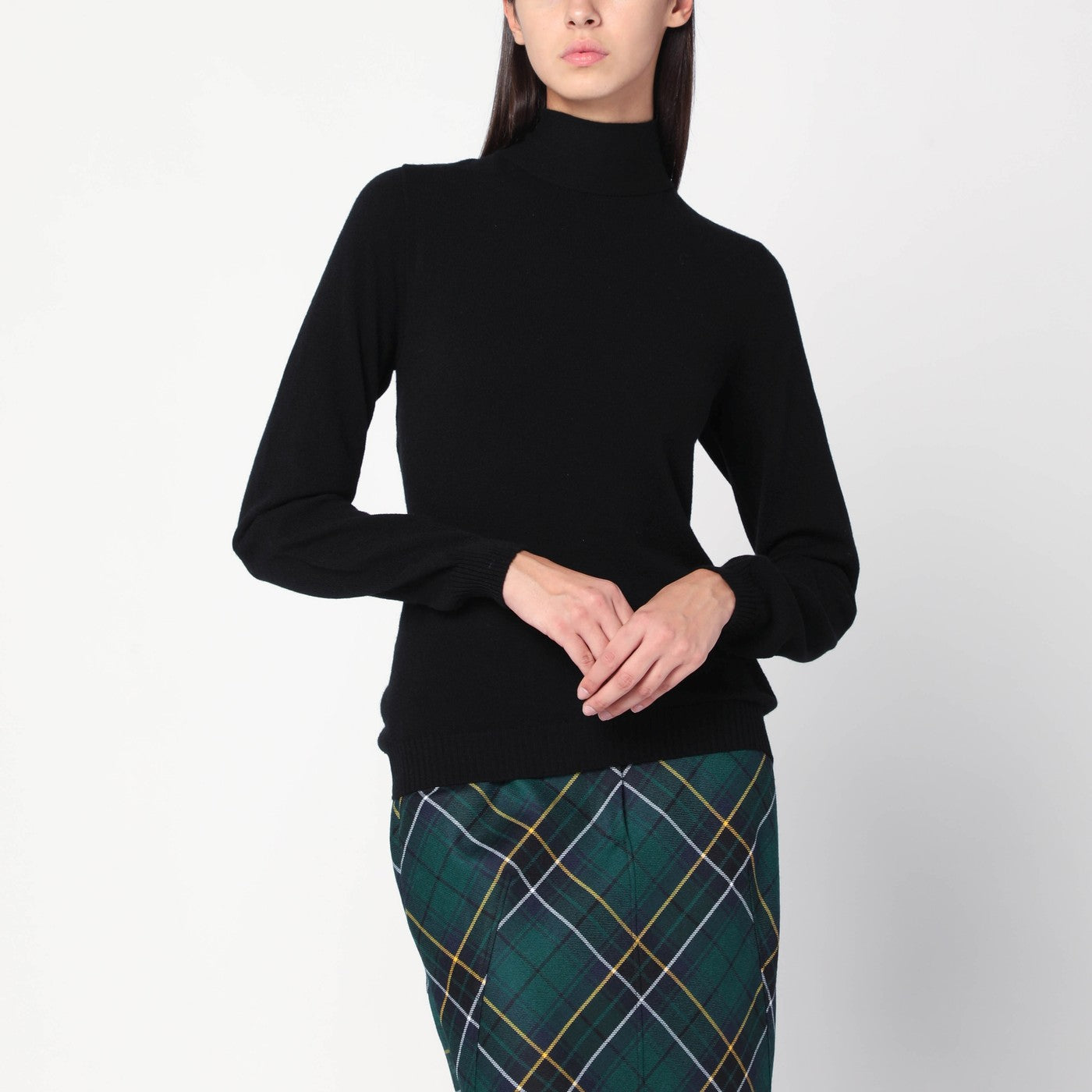Moschino Black Turtleneck Sweater With Crossed Details Women MOSCHINO
