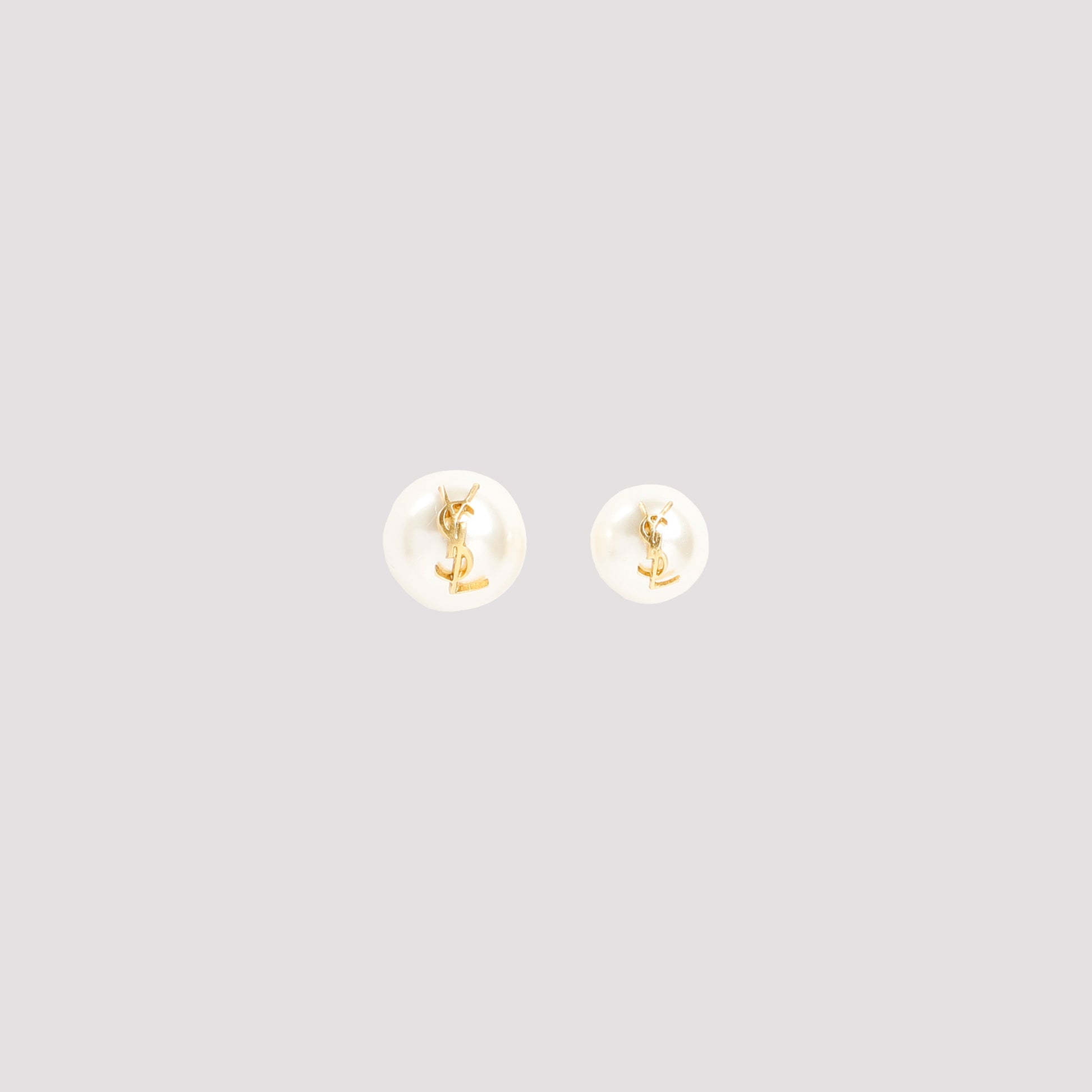 Saint Laurent Pearl Earrings With Monogram Women SAINT LAURENT