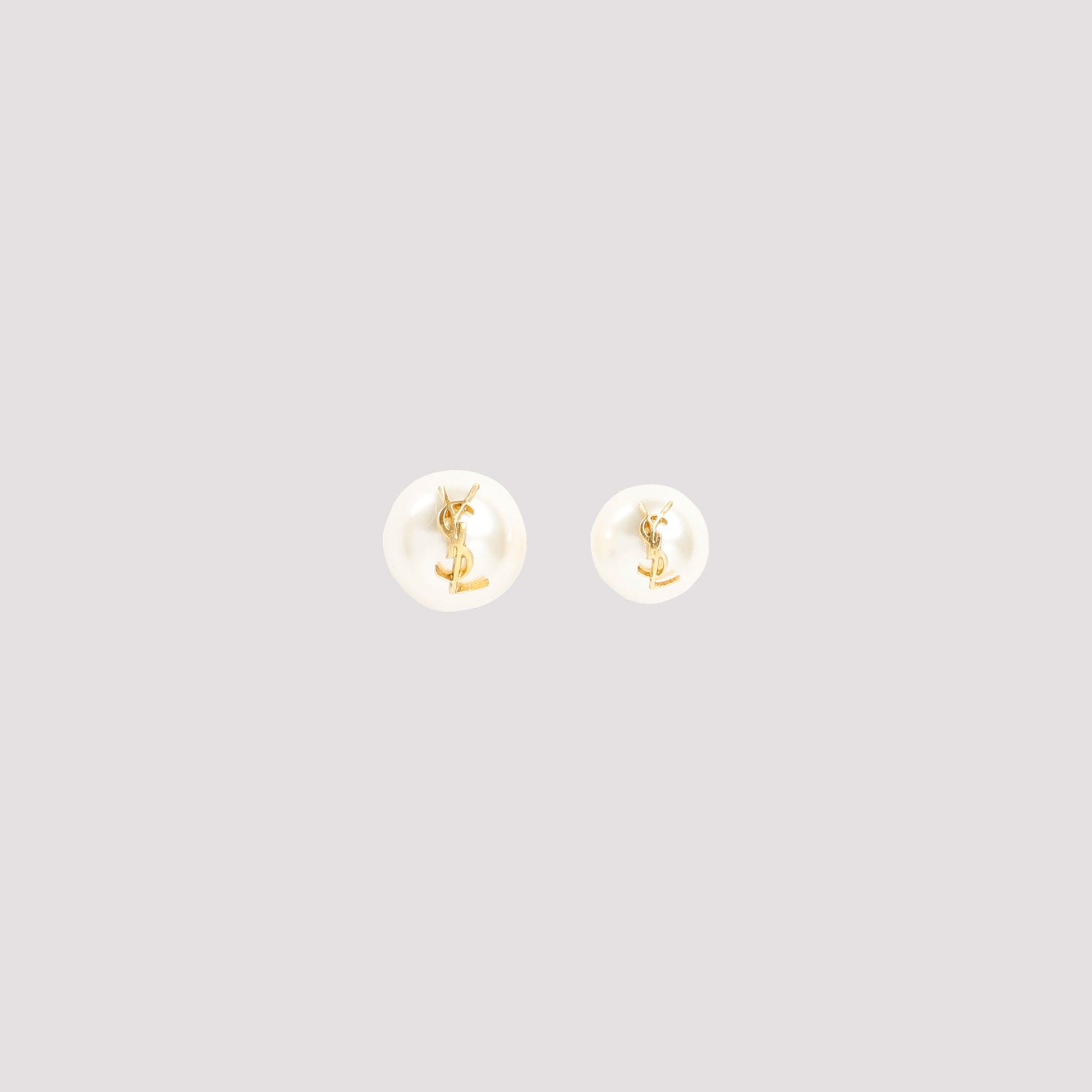 Saint Laurent Pearl Earrings With Monogram Women SAINT LAURENT