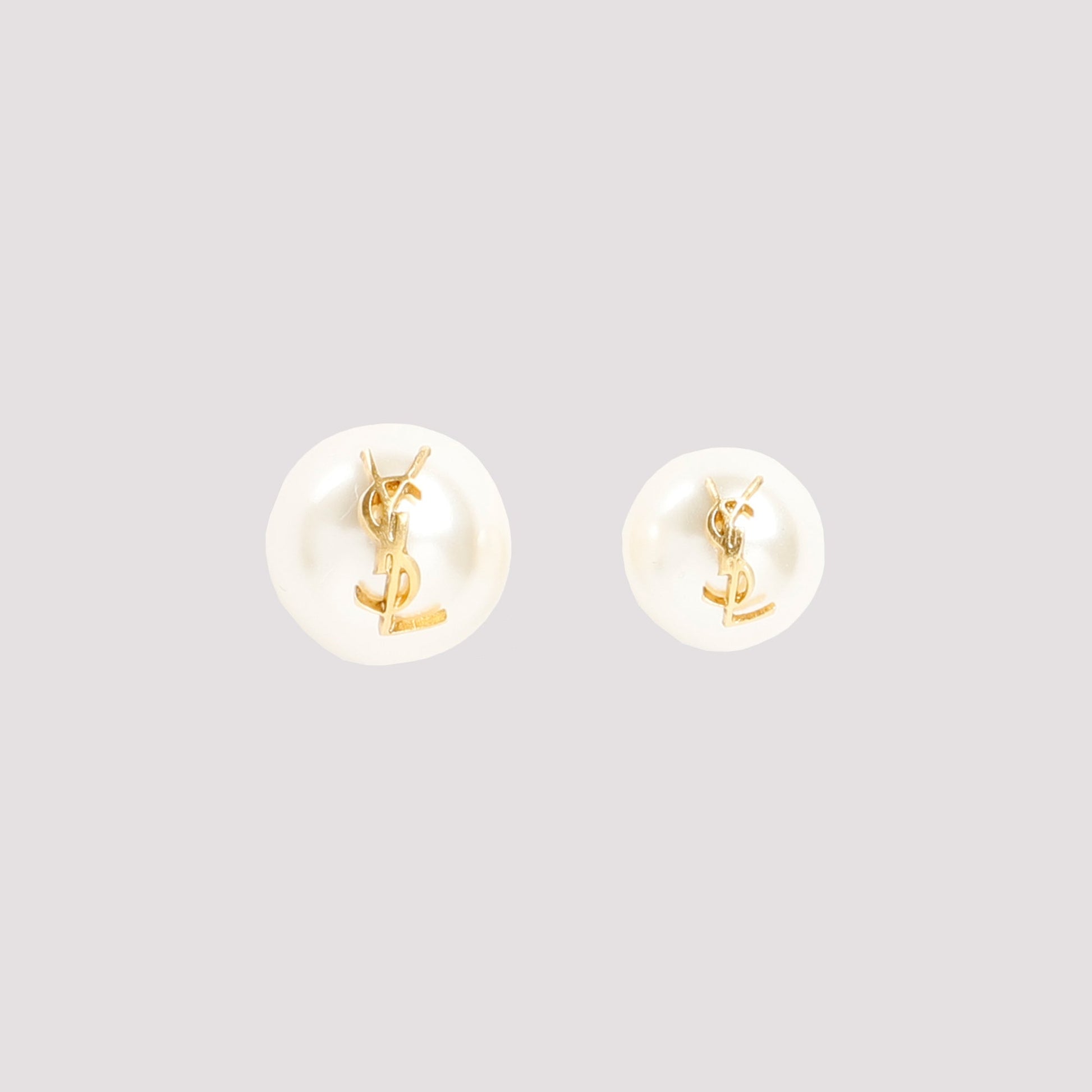 Saint Laurent Pearl Earrings With Monogram Women SAINT LAURENT