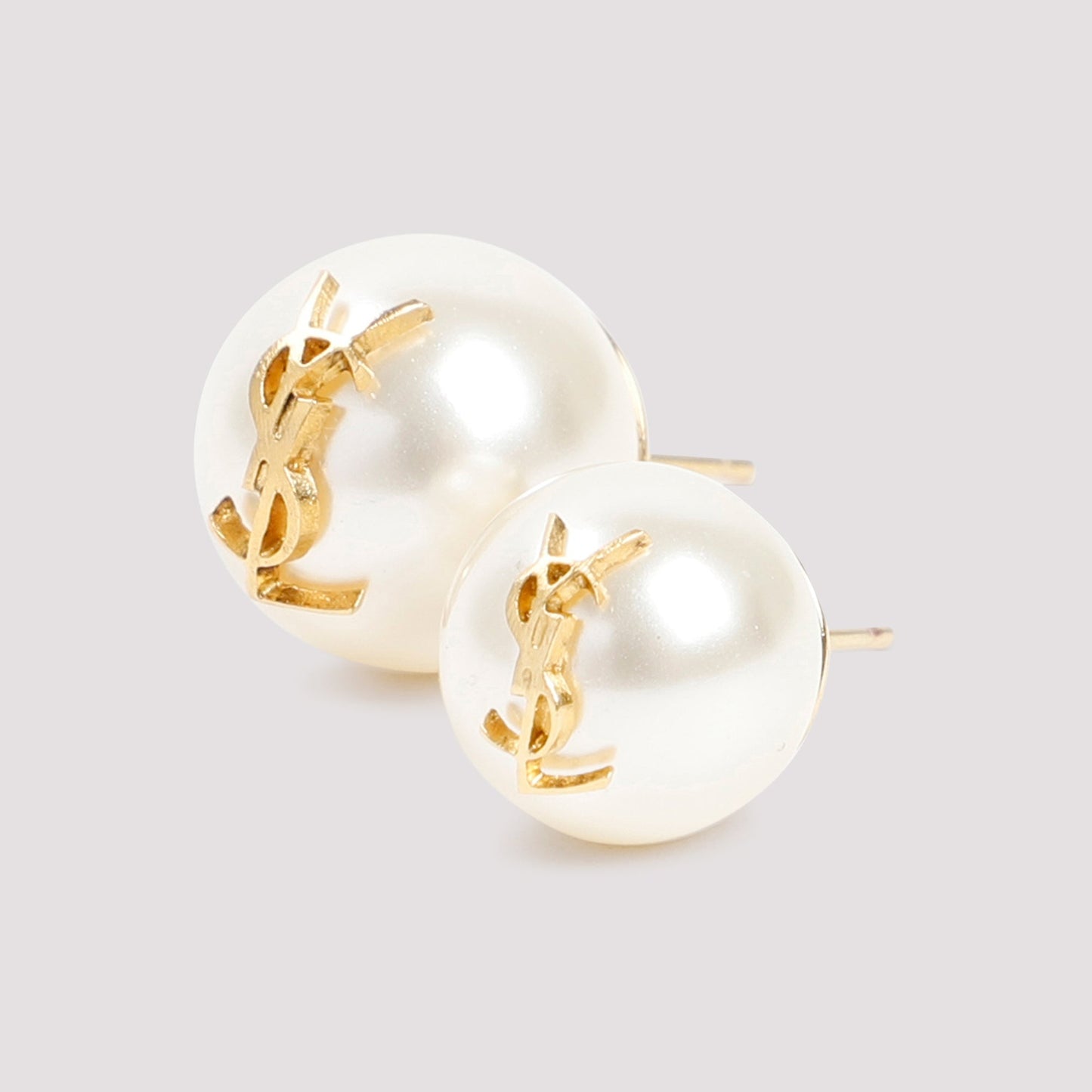 Saint Laurent Pearl Earrings With Monogram Women SAINT LAURENT