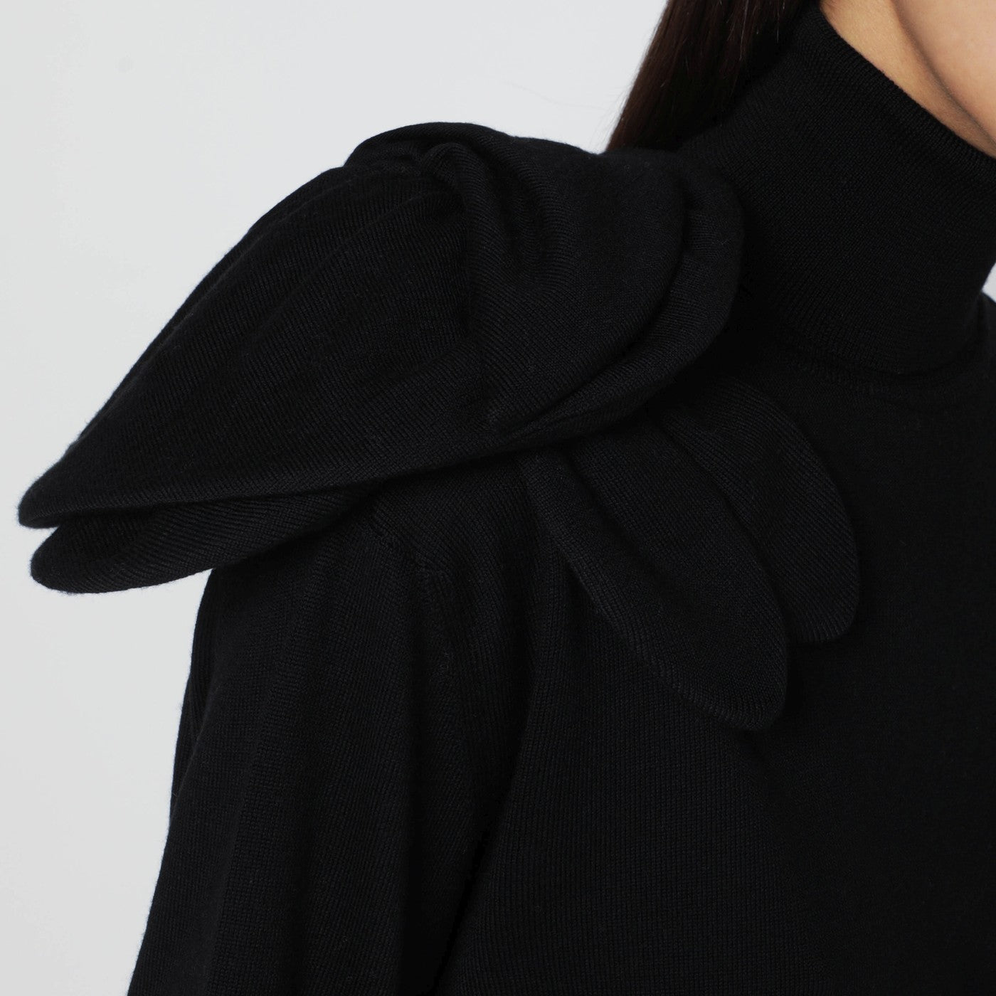 Moschino Black Turtleneck Sweater With Flower Detail Women MOSCHINO