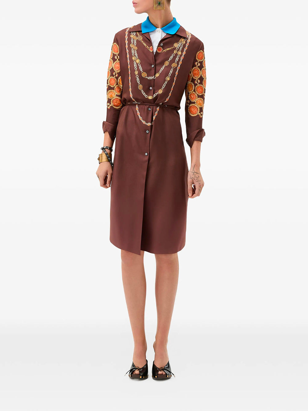 Versace Women Printed Silk Twill Mini Shirt Dress VERSACE