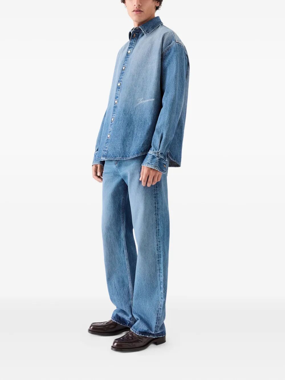 Jacquemus Men La Chemise De-Nimes Simon With Embroidered Logo JACQUEMUS