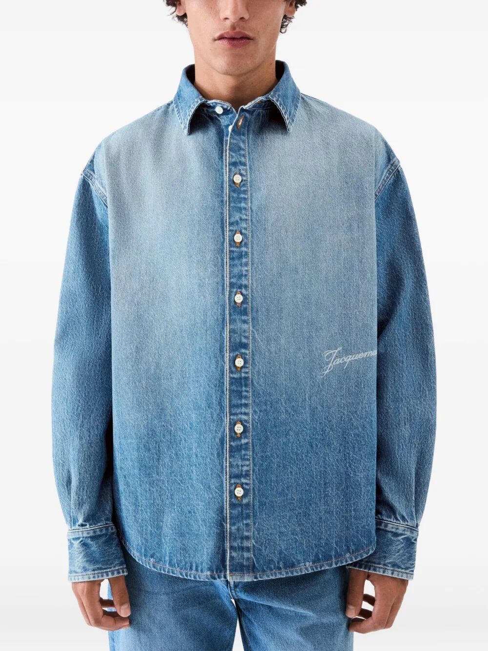 Jacquemus Men La Chemise De-Nimes Simon With Embroidered Logo JACQUEMUS
