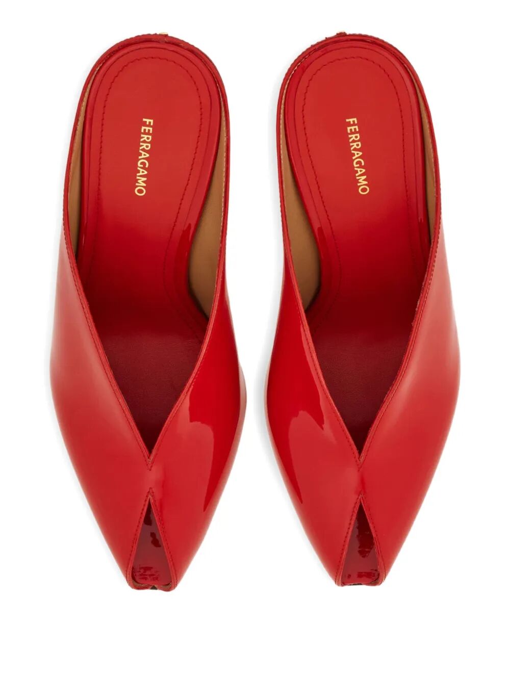 Ferragamo Women Alicia 95 Peep Toe Patent Leather Mule FERRAGAMO