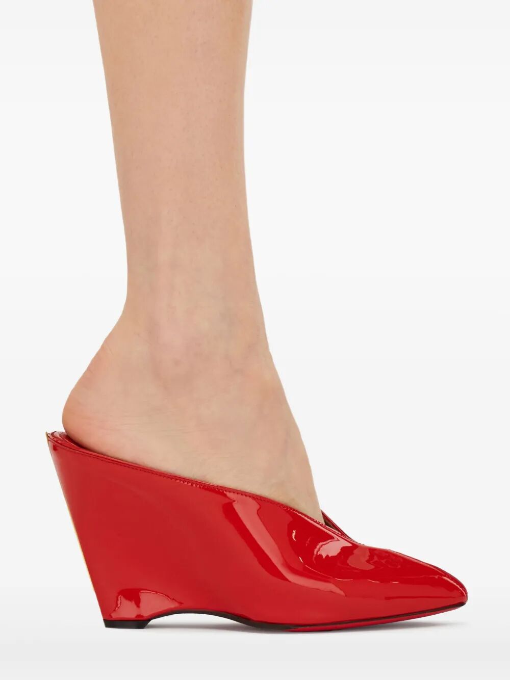 Ferragamo Women Alicia 95 Peep Toe Patent Leather Mule FERRAGAMO