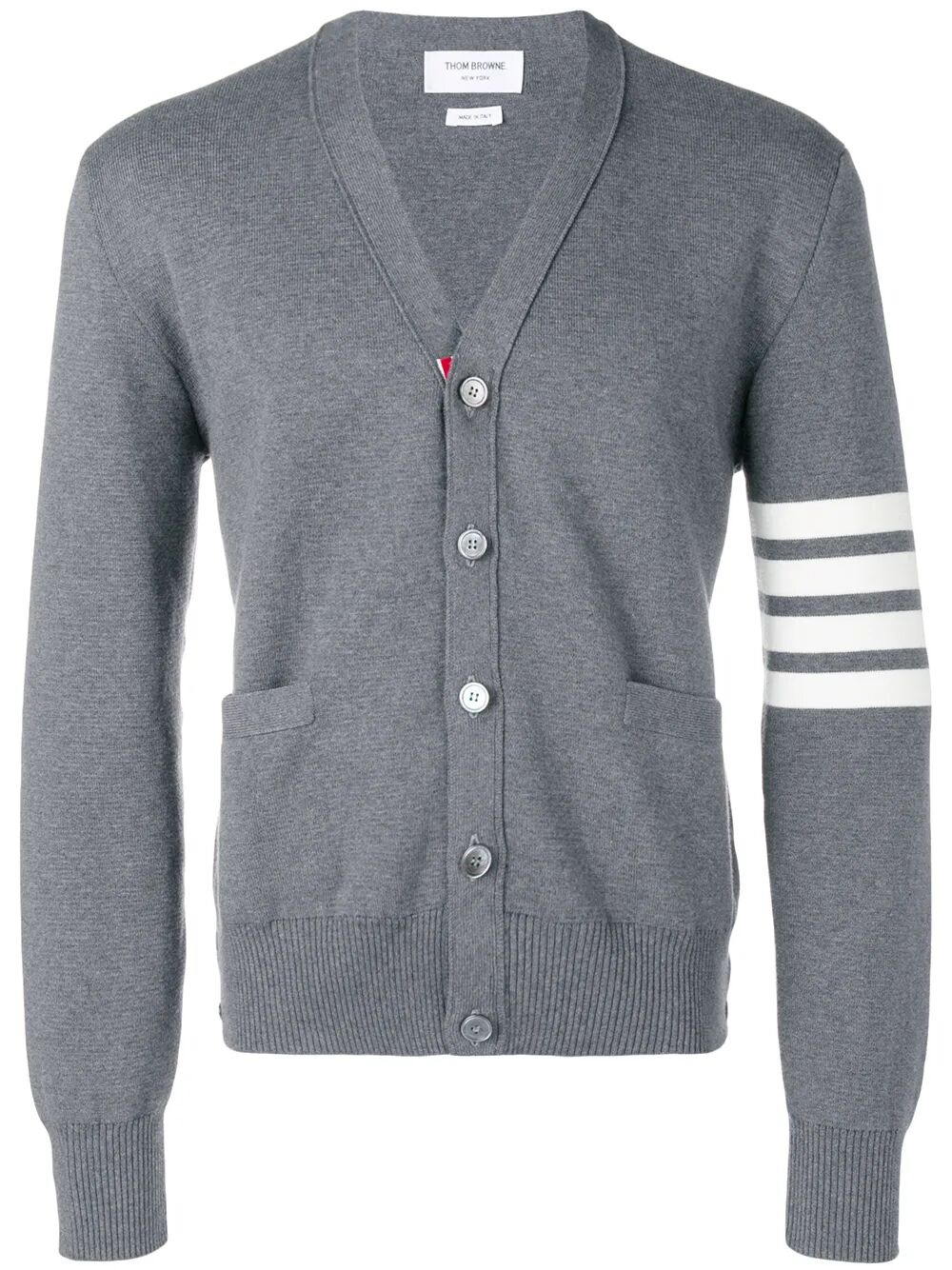 Thom Browne Men 4-Bar V-Neck Cotton Cardigan THOM BROWNE