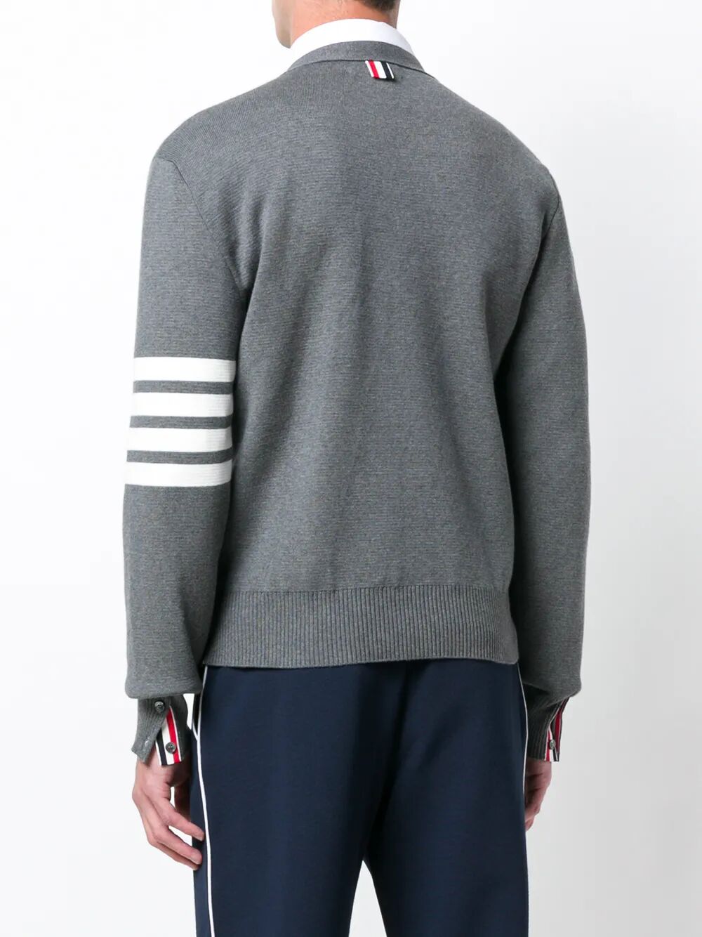 Thom Browne Men 4-Bar V-Neck Cotton Cardigan THOM BROWNE