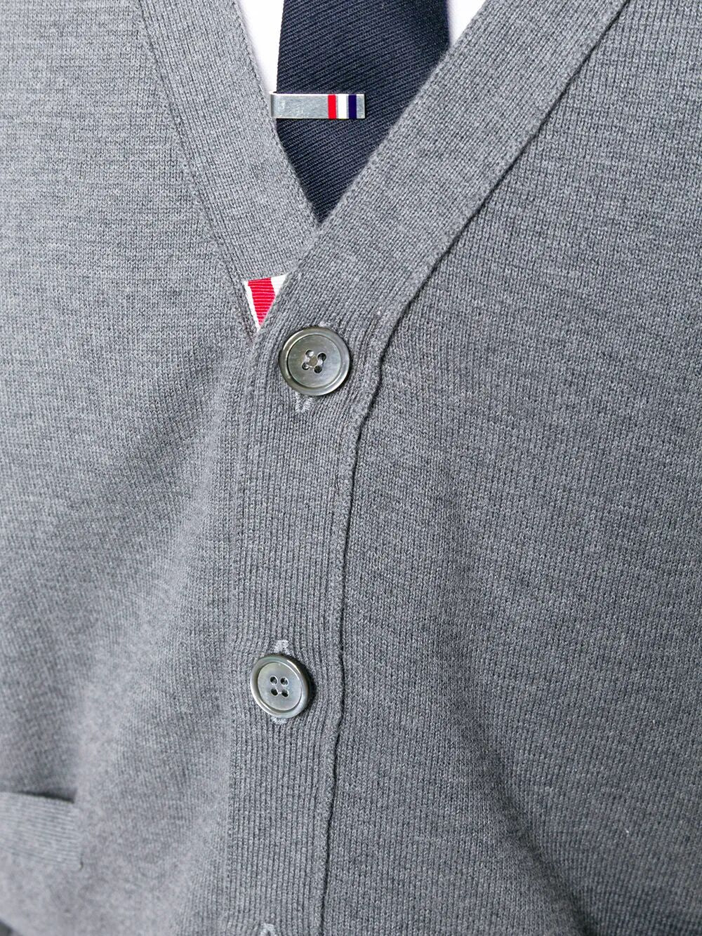 Thom Browne Men 4-Bar V-Neck Cotton Cardigan THOM BROWNE