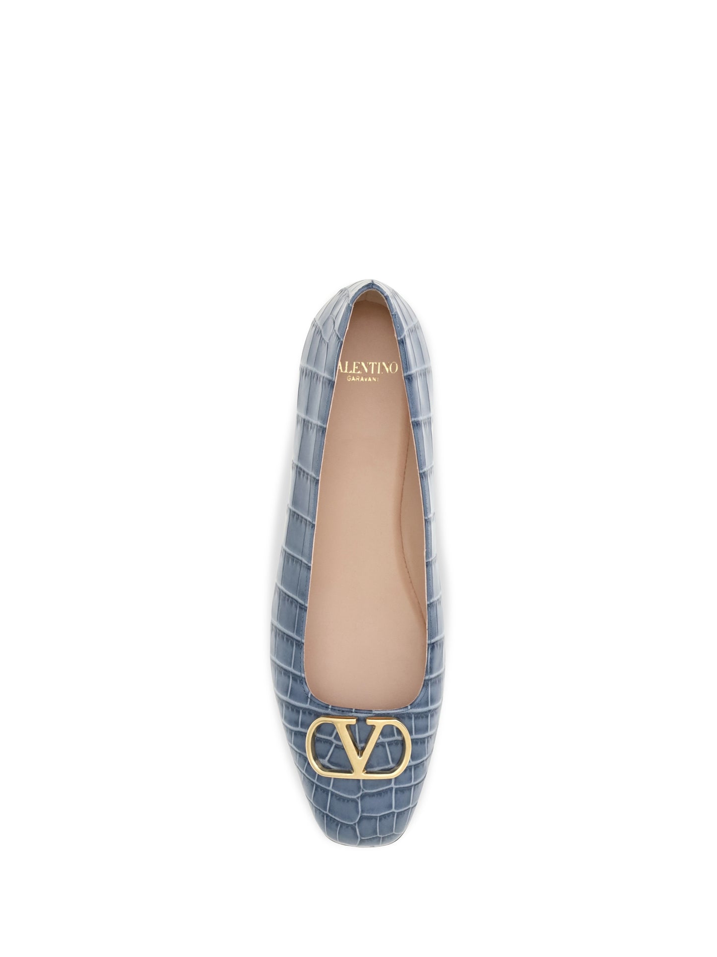 Valentino Garavani Women Vlogo Signature Croc-Effect Ballerinas VALENTINO GARAVANI