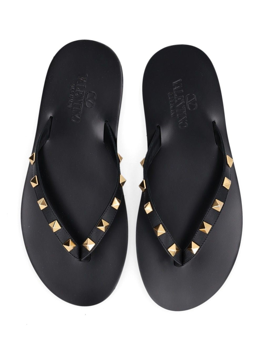 Valentino Garavani Men Rockstud Leather Thong Sandals VALENTINO GARAVANI
