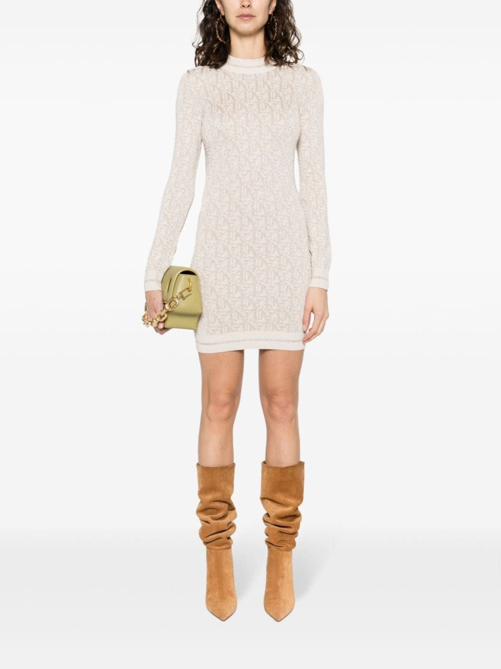Palm Angels Women Lurex Knit Mini Dress With Monogram PALM ANGELS